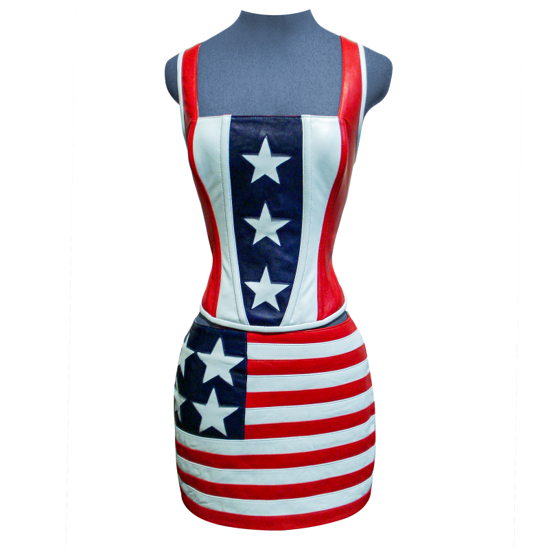 Leather Corset US Flag SSL-402-A