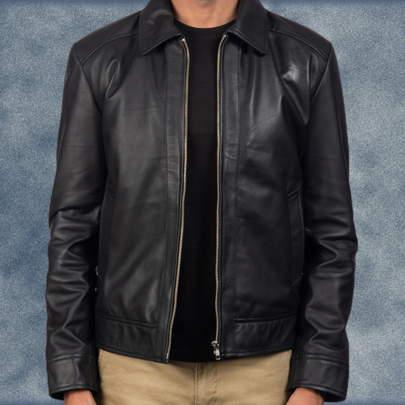 MLJ-111 – Men Shirt Collar Leather jacket