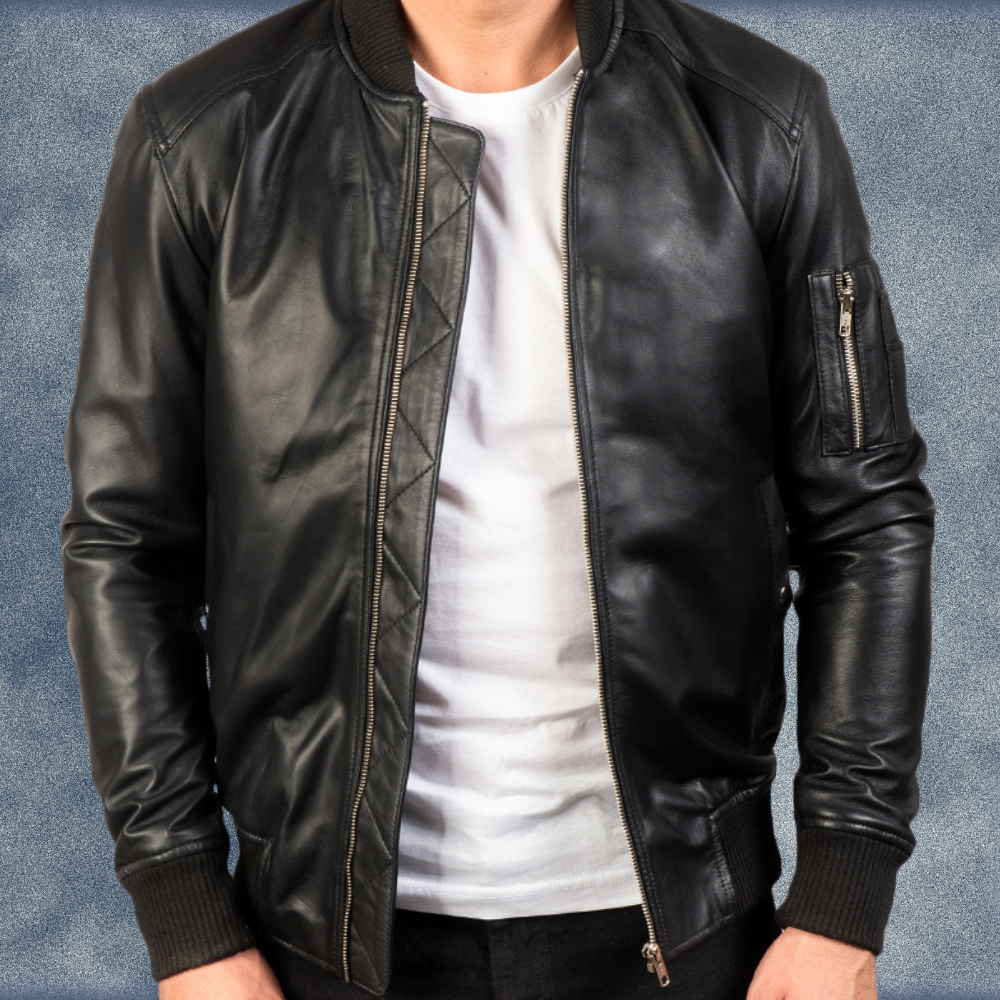 MLJ-113 – Men Leather Bomber Jacket