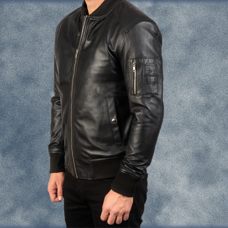 MLJ-113 – Men Leather Bomber Jacket