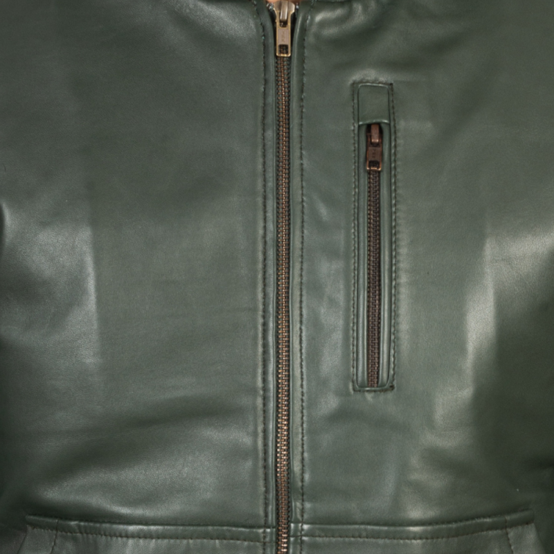 MLJ-123 – Men Hooded Leather Jacket