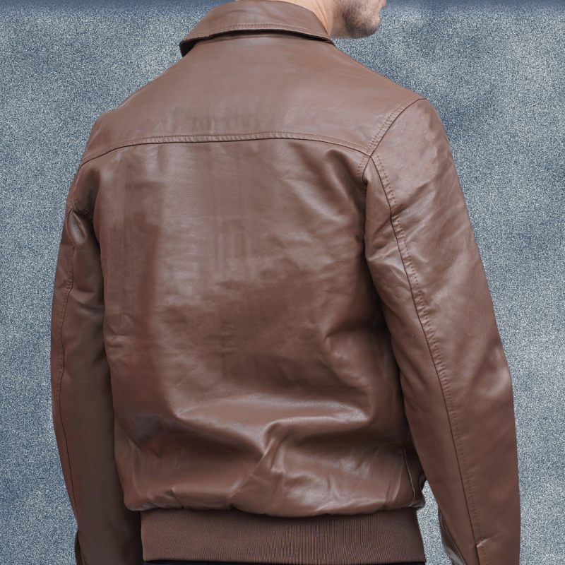 MLJ-128 – Stylish Collar Leather Jacket