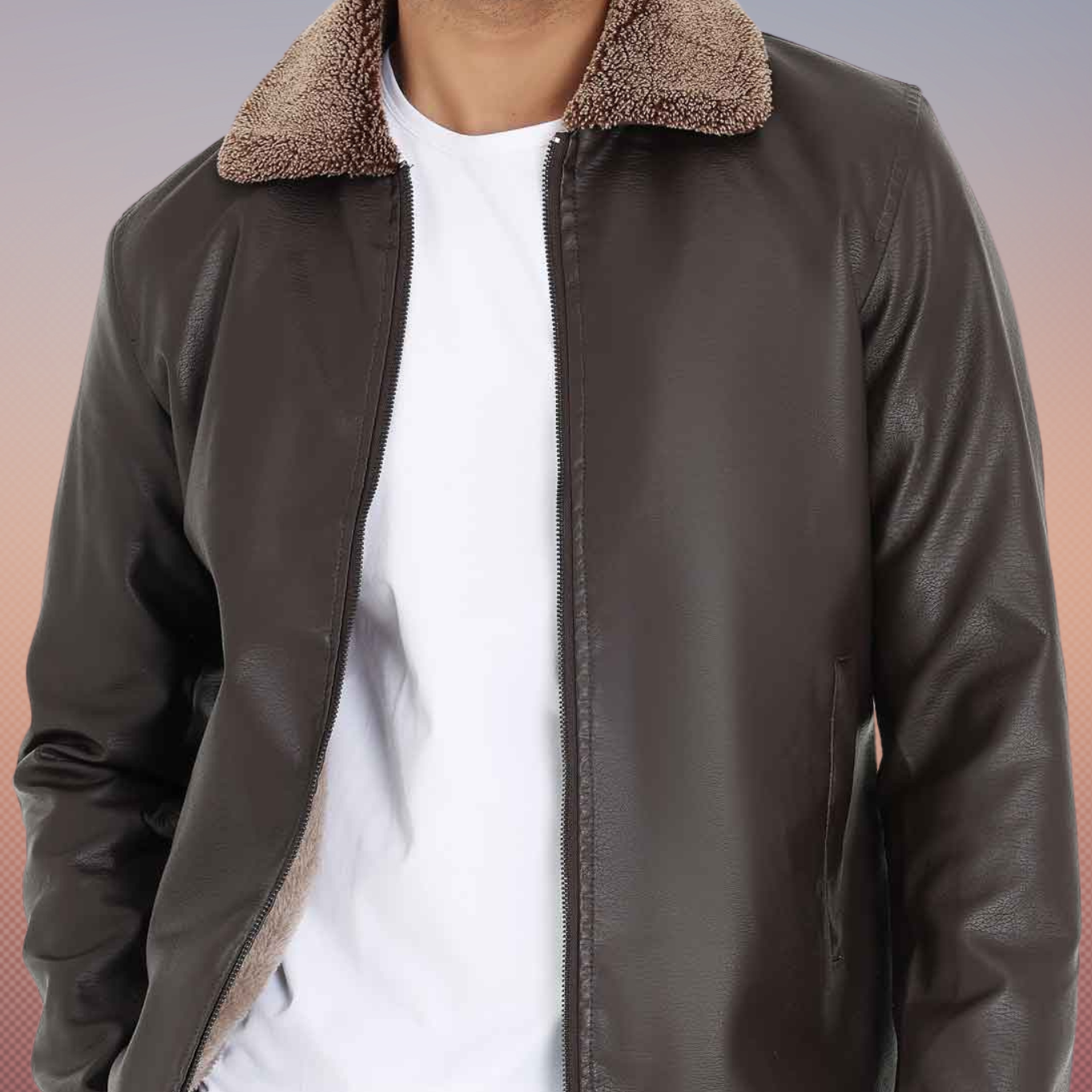 MLJ-137 – Stylish Collar Leather Jacket